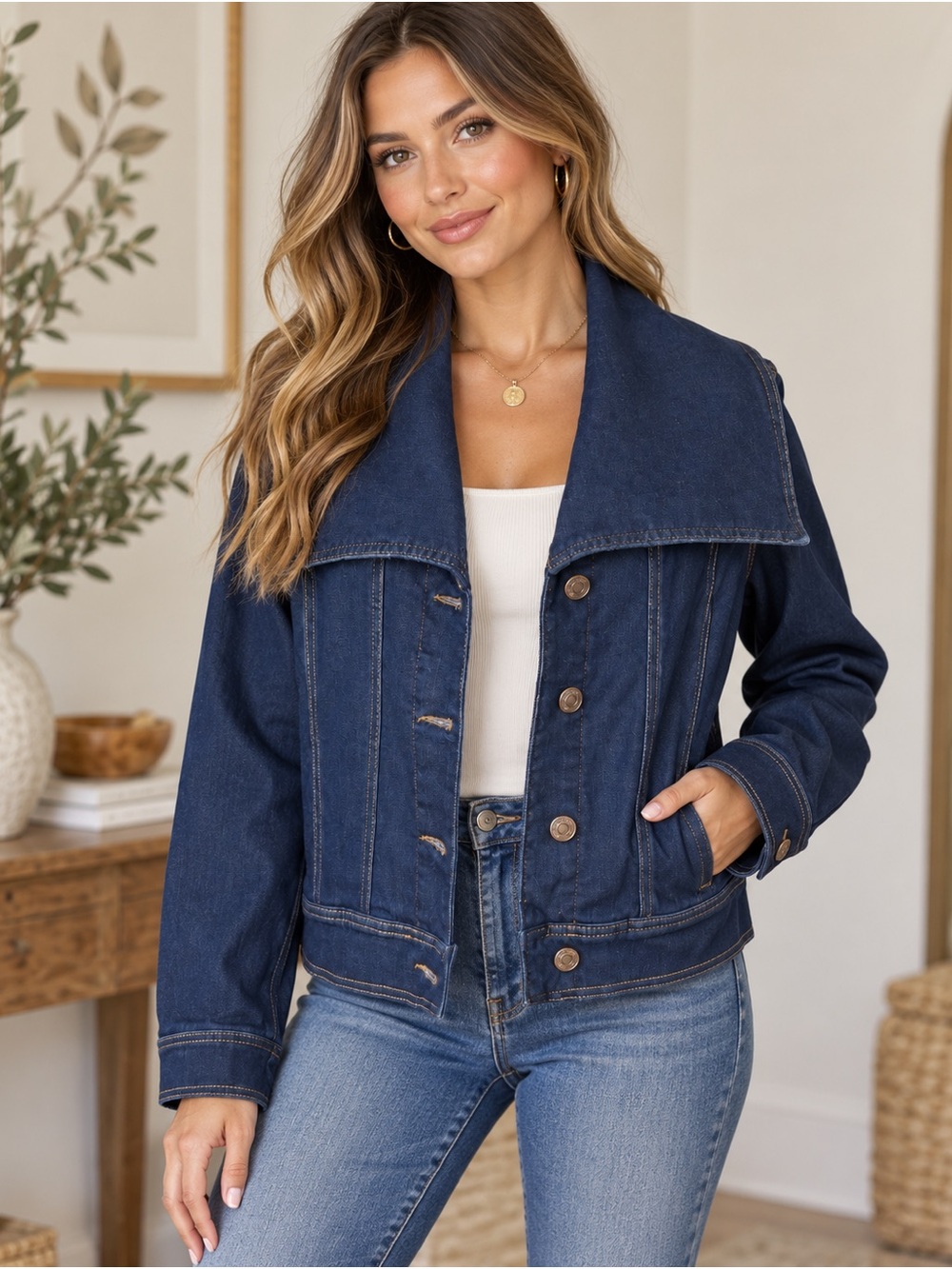 Full of Drama Denim Jacket Dark Ocean Wash
